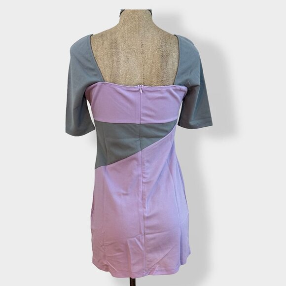 SHEIN x Tassnim New Colorblock Square Neck Fitted Dress M - Picture 3 of 3